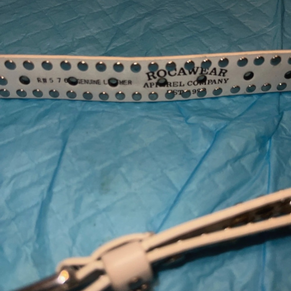 Rocawear - White Studded Leather Belt with Multicolor Accents - Picture 4 of 4